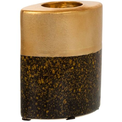 Portavelas de cerámica dorado 10,5x6,5x12,5 (1/5)