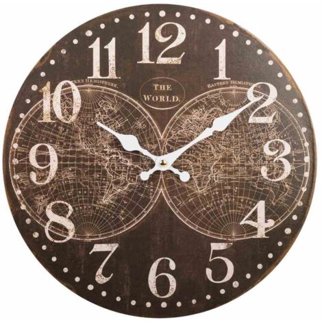 Reloj de pared de madera marrón oscuro d34x2 cm (1/3)