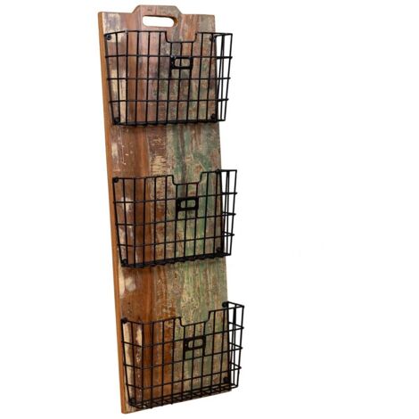 Estantería de madera y metal marrón 33x10x90