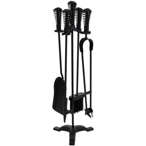 Herramientas para la chimenea de metal negro set 5pcs 19x19x65h cm (1/5)