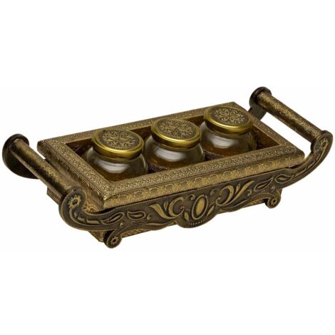 Bandeja de metal repujado color cobre 43x17,5x7 (1/5)