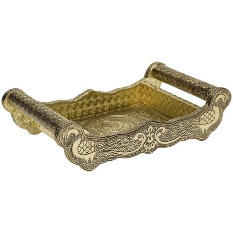 Bandeja de metal repujado dorada 25x13x6 (1/5)