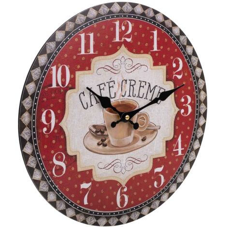 Reloj de pared de madera rojo d34x2 (1/5)