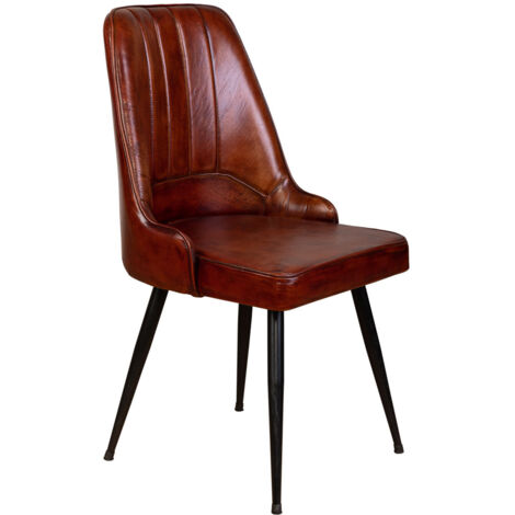 Silla tapizada en piel marrón 51x58x91 (1/5)