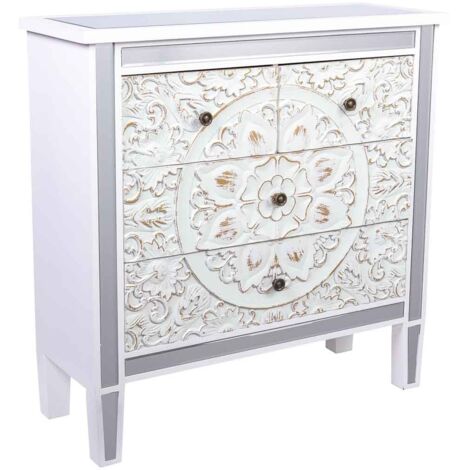 Comoda de madera y cristal de 4 cajones 80x30x81
