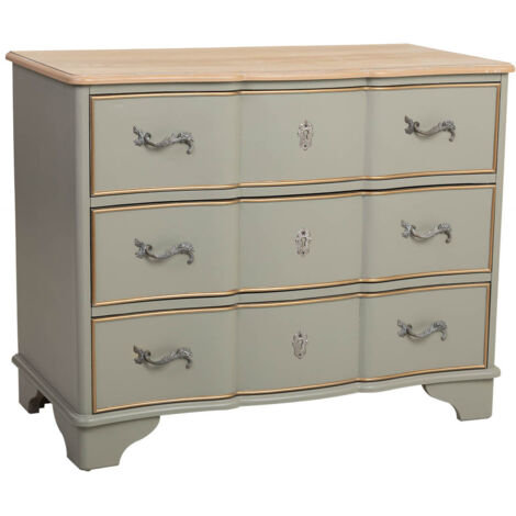 Comoda de madera lacada verde envejecido, 3 cajones 100x50x80 (1/5)