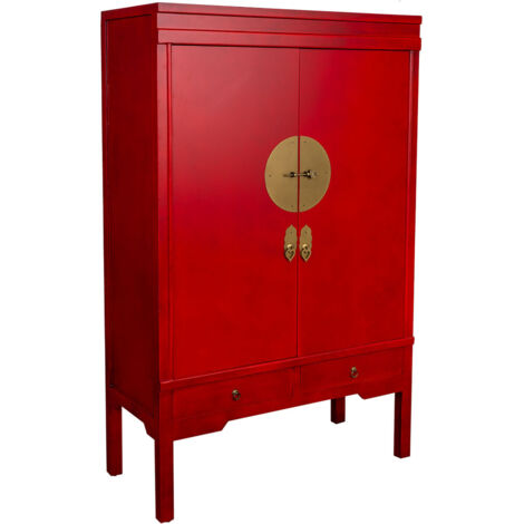 Armario de madera de 2 cajones y 2 puertas 100x45x160