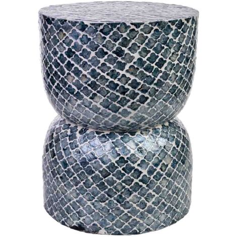 Taburete de madera y capiz gris d35,5x46h cm