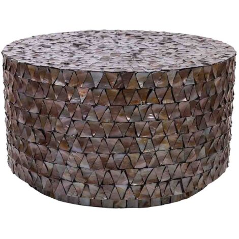 Mesa de centro de madera y madreperla marrón d77x43/5h cm (1/5)