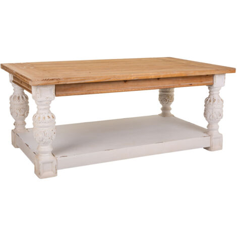 Mesa de centro de madera tallada marrón 120x70x50 (1/5)