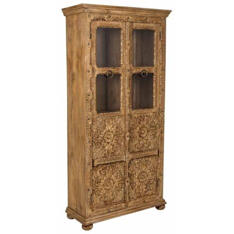 Vitrina de cristal y madera artesanal marrón 89x40x190 (1/5)