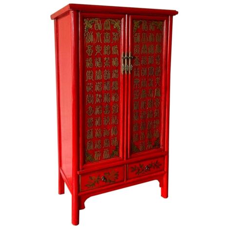 Armario de madera pintado a mano, rojo 100x57x183 (1/5)