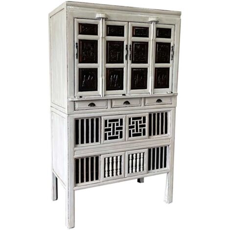 Armario de madera acabado artesanal blanco 96x42x175 (1/5)