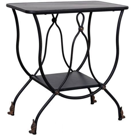Mesa auxiliar de metal envejecido negro 60x38x65 (1/5)