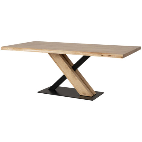 Mesa de comedor de madera de acacia acabado color natural 200x100x76