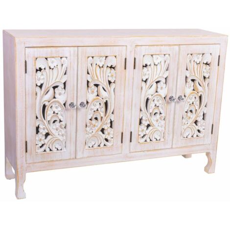 Aparador de madera de 4 puertas 100,5x26x70h cm