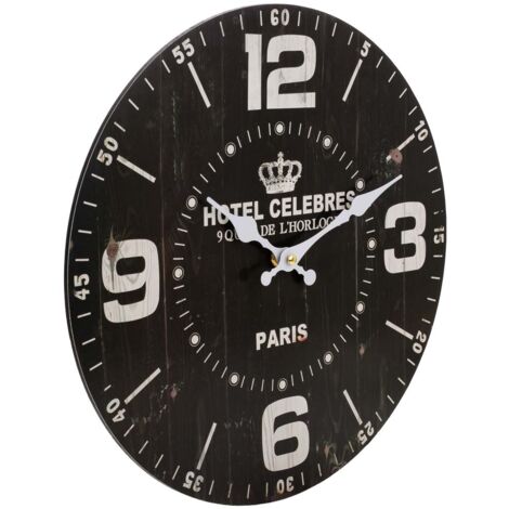 Reloj de pared de madera negro 34x34x2 cm (1/5)
