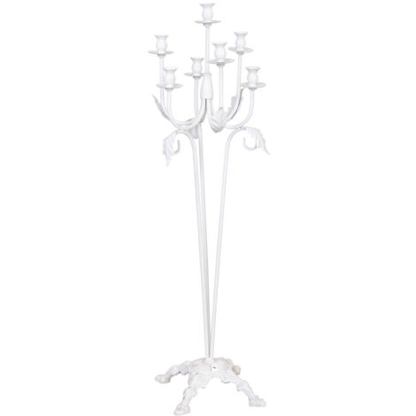 Candelabro de pie de metal envejecido blanco 35x35x110h cm