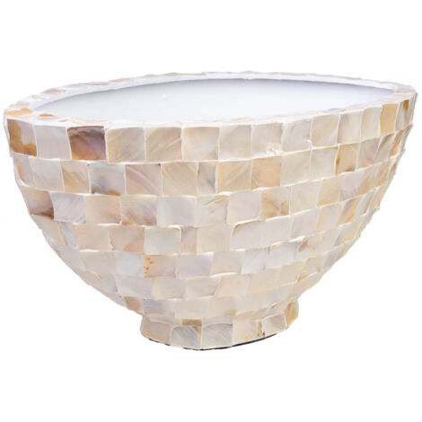 Macetero de madera y madreperla beige 62x29x33h cm (1/5)