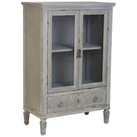 Vitrina de madera con un cajón gris 80x42x120h cm (1/5)