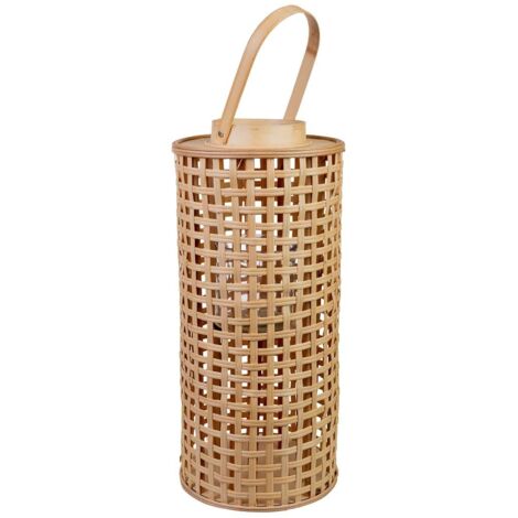 Farol de bambú con recipiente de cristal para la vela D24x53,5h cm (1/5)