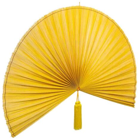 Palmito decoración de pared de madera de bambú y tela amarillo 145x75x2h cm (1/5)