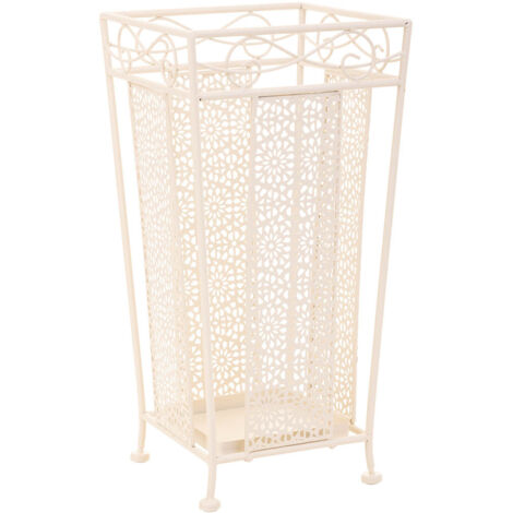 Paragüero cuadrado de forja blanco 24x24x45h cm (1/5)