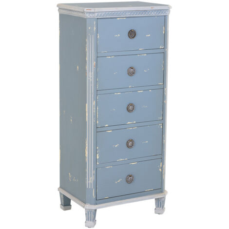 Sinfonier de madera de color azul con 5 cajones 50x35x110h cm