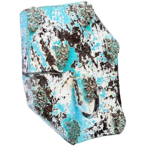 Percha de madera tallada acabado artesanal envejecido azul 16x0x8h cm (1/5)