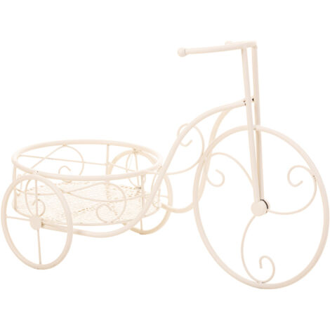 Bicicleta para 1 maceta de forja blanco 55x25x32h cm