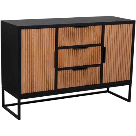 Aparador de 3 cajones y 2 puertas de madera y metal 120x40,5x81h cm (1/5)