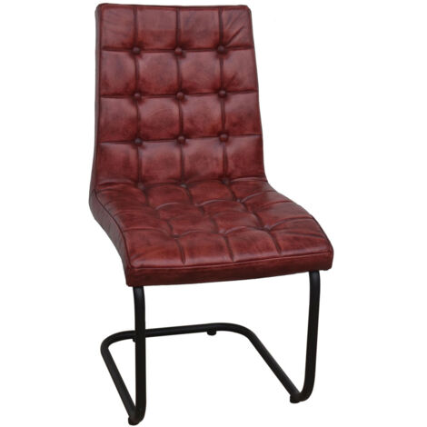 Silla tapizada en piel marrón 41x50x94h cm (1/5)