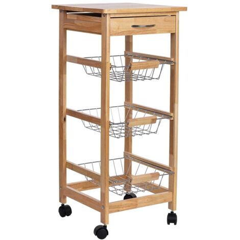 Carro de cocina de madera 37x37x81.5h cm (1/5)