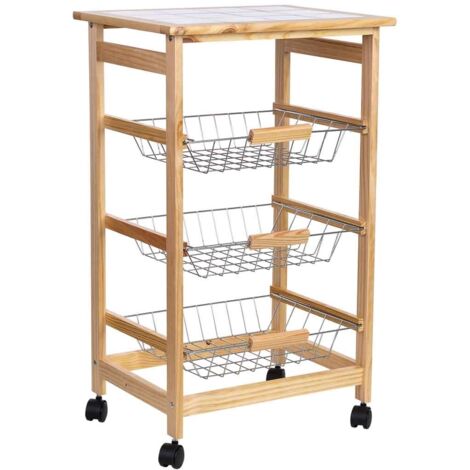 Carro de cocina de madera 47x37x79h cm (1/5)