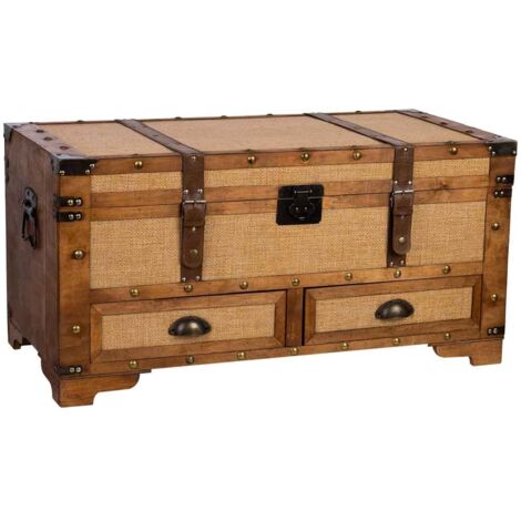 Baúl de madera marrón 90x45x45.5