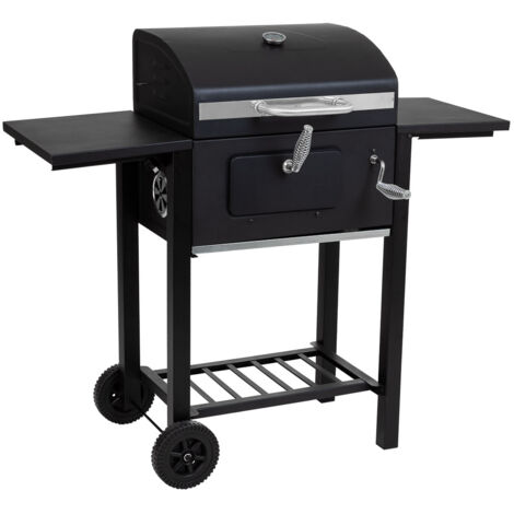 Barbacoa carro de metal negro 98x48x96h cm (1/5)