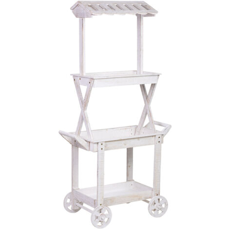 Carro expositor-estantería de madera 86x45x162h cm