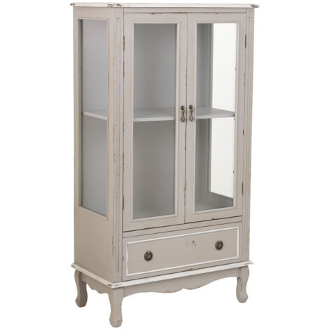 Vitrina de madera con 1 cajón y 2 puertas 80x42x148h cm