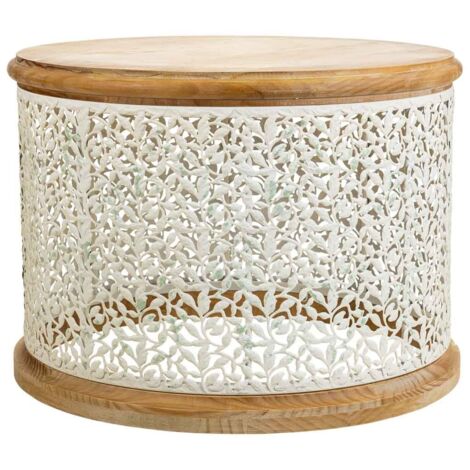 Mesa de centro de madera y metal blanca 63.5x63.5x46.5 (1/5)