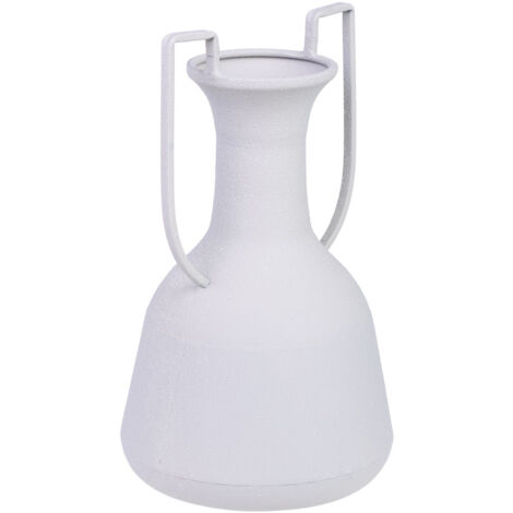 Jarrón de metal blanco con 2 asas 19x19x33h cm (1/5)