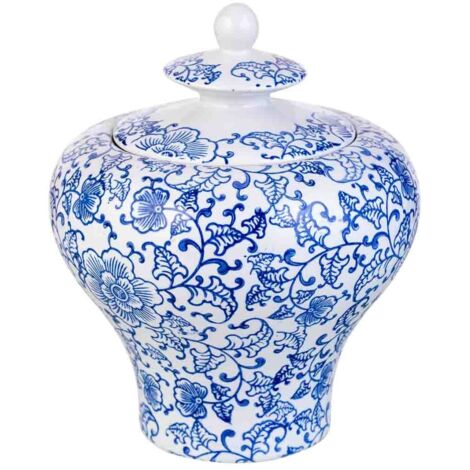 Jarrón de cerámica  blanco y azul, d23x28h cm (1/5)