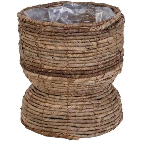 Macetero de hoja de banana natural marrón, D26x18,5h cm (1/5)