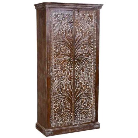 Armario de madera marrón 90x40x180 – 2 puertas – Acabado artesanal – Para dormitorio o sala de estar – Wanderlust Deco (1/5)