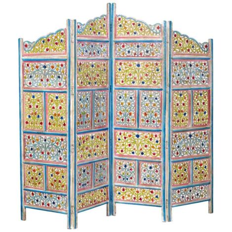 Biombo de madera artesanal multicolor, 50x25x180h cm (1/5)