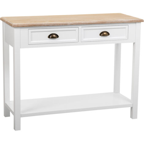 Recibidor de madera de 2 cajones y 1 balda blanco 100x40x78