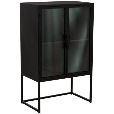 Vitrina de metal negro con 2 puertas 65x38,5x105,5h cm