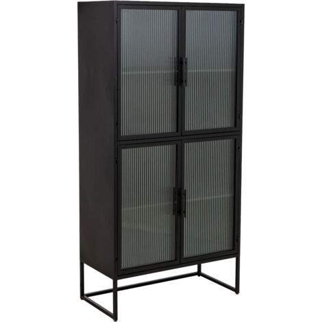 Vitrina de metal negro con 4 puertas  80x38,5x161h cm (1/5)