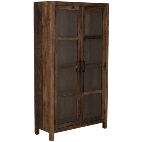Vitrina de madera artesanal de 2 puertas marrón 100x40x180h cm (1/5)