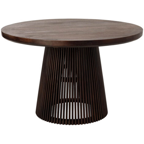 Mesa de madera artesanal marrón 120x120x76h cm (1/5)