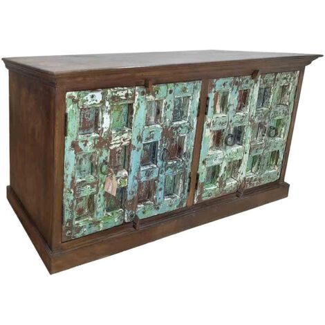 Aparador de madera acabado artesanal azul 212x52x98h cm (1/5)